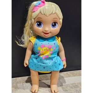 Baby Alive Grows up Happy Hope Doll Blonde Hair Blue Sun Dress Hasbro